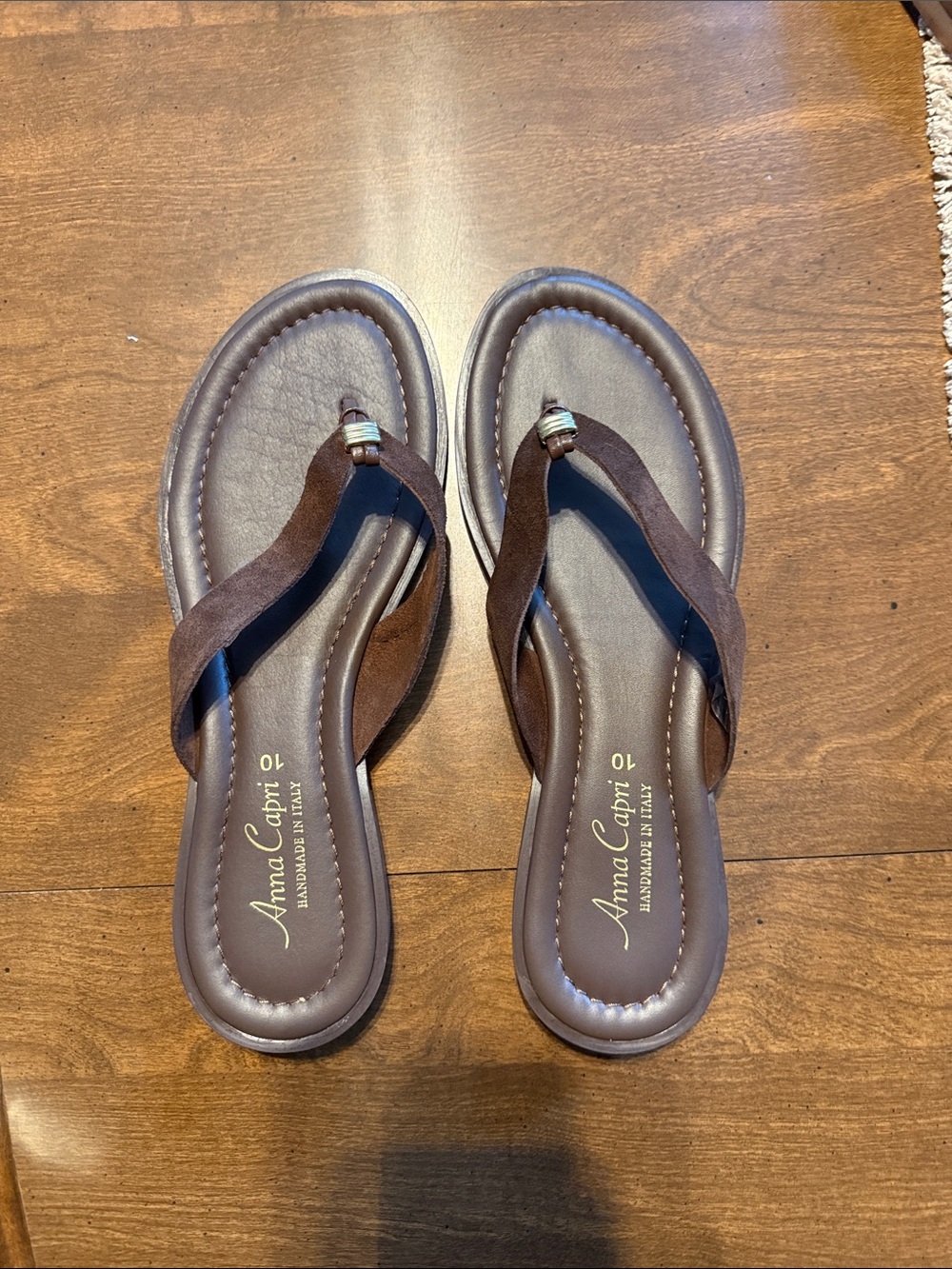 Nina Capri Brown Women's Suede Thong Sandals
